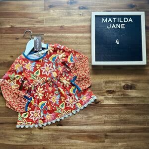 NWT Matilda Jane Heart To Heart Red Garden Mums Floral Tunic Top Long Sleeve 4